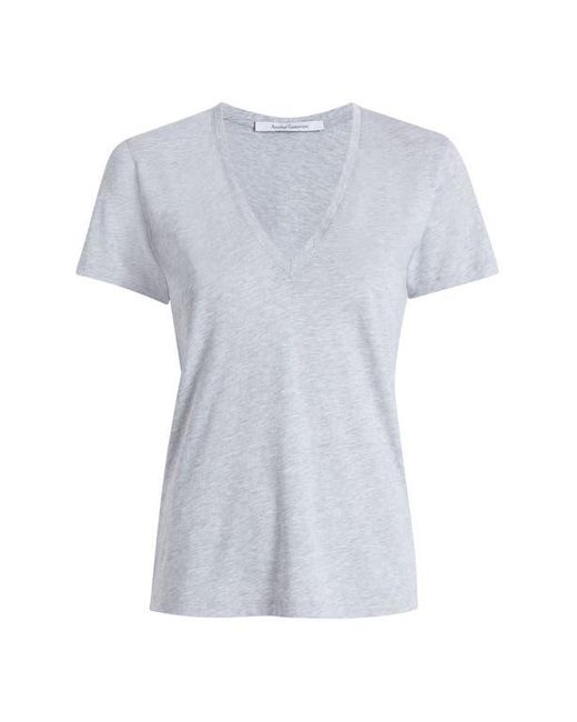 Another Tomorrow White Organic Cotton V-Neck Tee