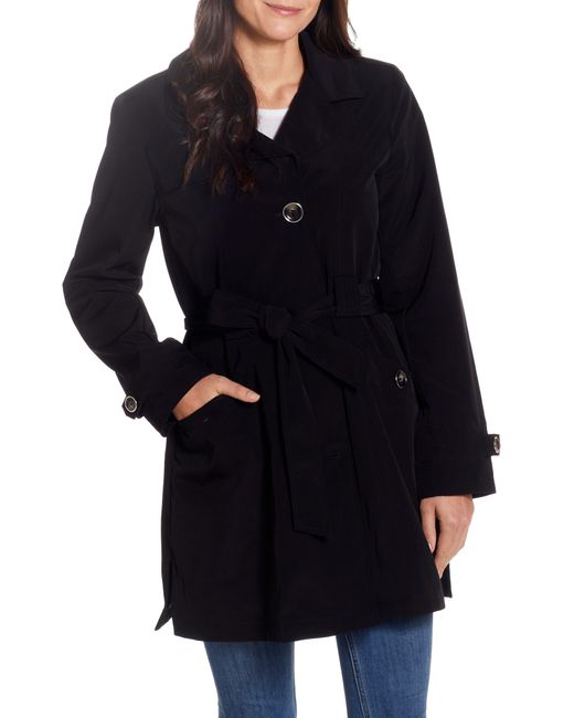Gallery Black Belted Raincoat