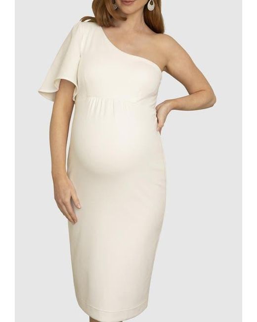 Tiffany Rose Maternity White Taylor One Shoulder Dress
