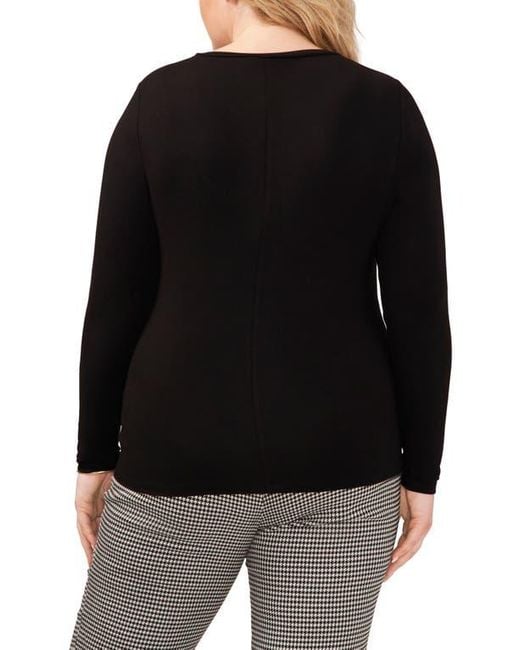 Halogen® Black Crewneck Long Sleeve Knit Top