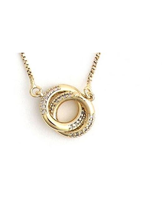Panacea Metallic Pavé Cubic Zirconia Circle Link Pendant Necklace