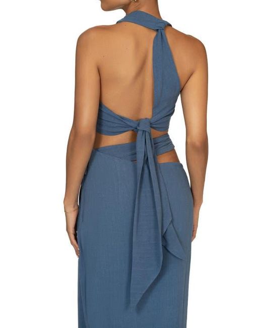 JLUXLABEL Blue New Age Crop Top & Skirt Set