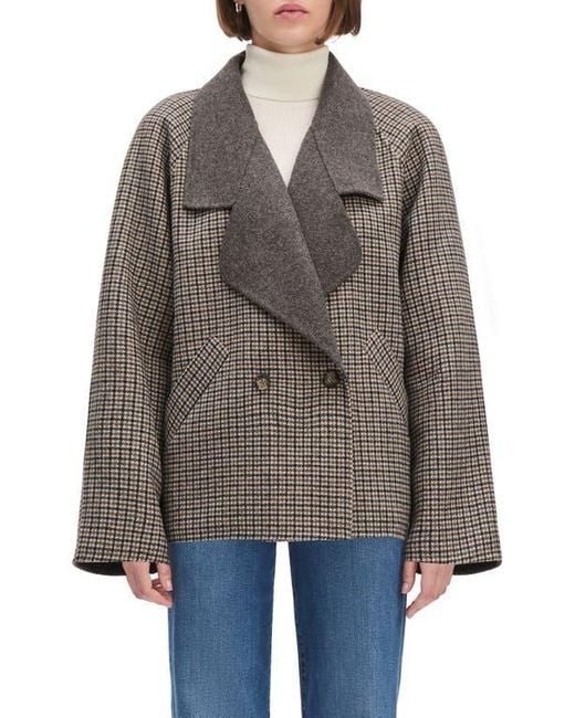 FAVORITE DAUGHTER Brown The Cameron Houndstooth Wool Blend Coat