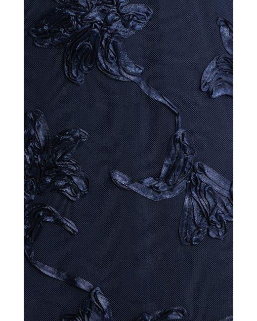 JS Collections Blue Carolina Floral Embroidered Gown