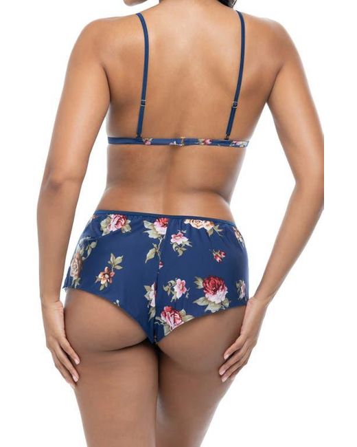 Oh La La Cheri Blue Reina Lace Trim Bralette & Tap Shorts Set
