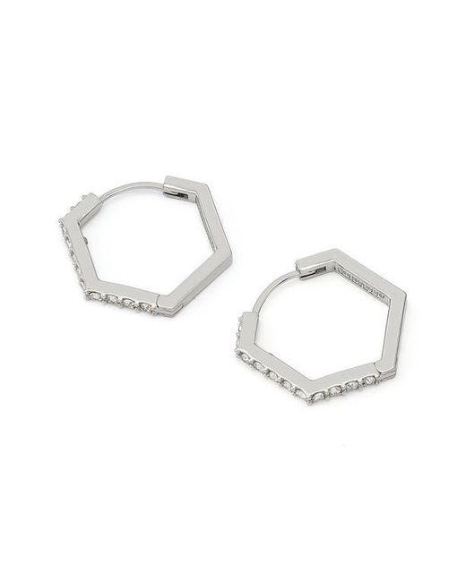 AllSaints White Hattie Crystal Hexagon Hoop Earrings