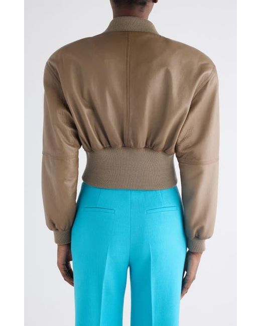 Chloé Blue Crop Leather Bomber Jacket