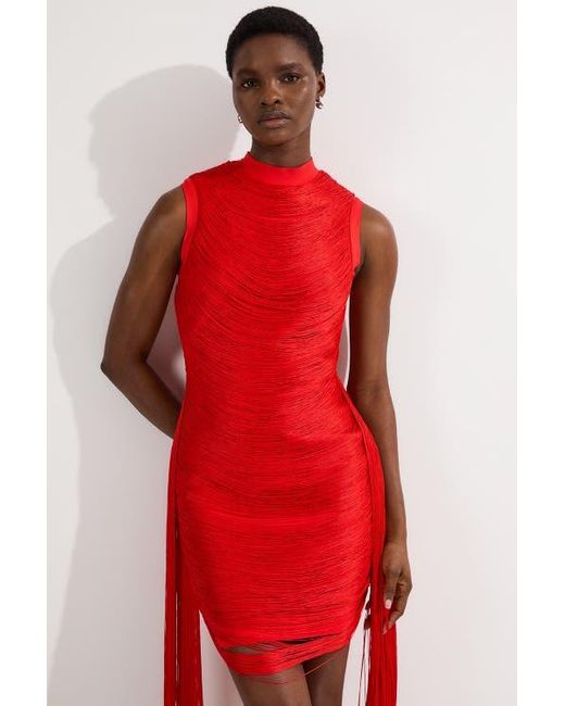 Karen Millen Red Knit Tassel Mini Dress