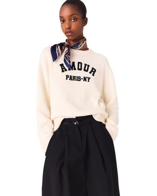 Maje White Rib Knit Sweater