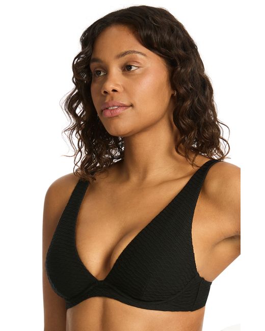 Sea Level Honeycomb Underwire Bikini Top in Black