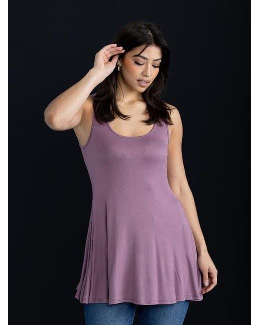 24seven Comfort Apparel Blue Scoop Neck Sleeveless Tunic Top
