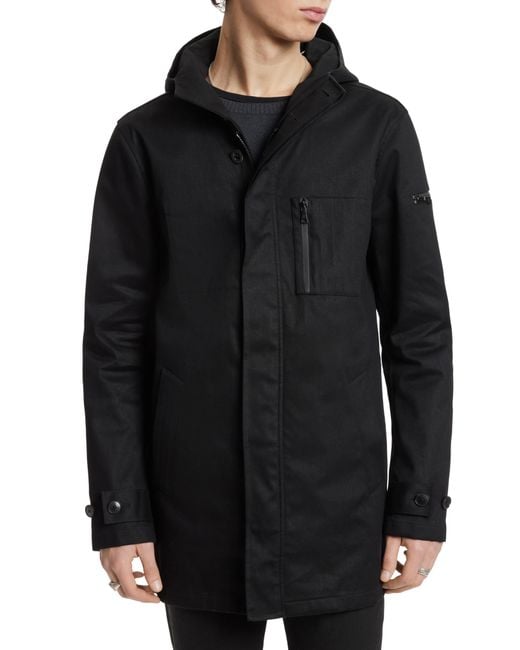 John Varvatos Military Seam Sealed Hooded Jacket in Black for Men Lyst
