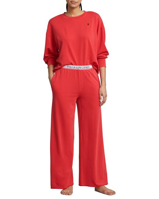 Polo Ralph Lauren Red Sweatshirt & Wide Leg Pajamas