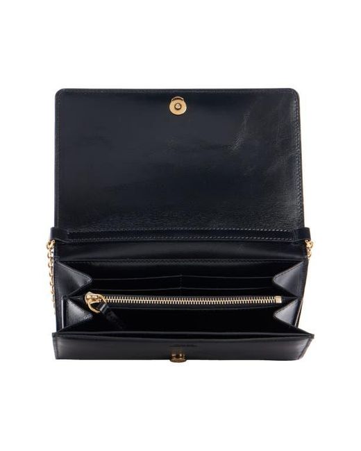 Chloé Blue Iconic Script Leather Wallet On A Chain