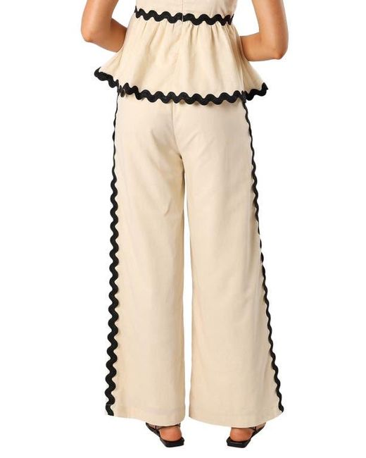 Petal & Pup Natural Mollymook Rickrack Trim Cotton Wide Leg Pants