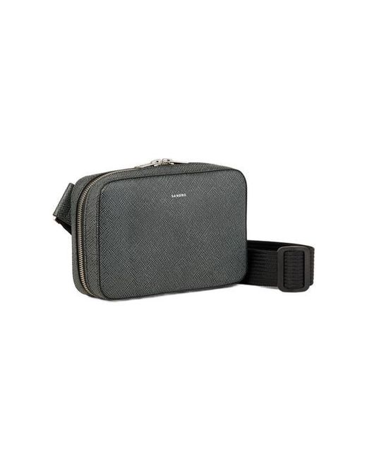 Sandro Black Small Reconstitued Leather Bag for men