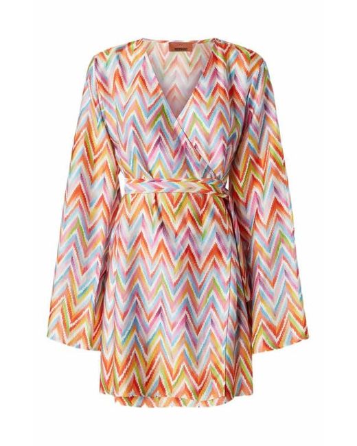 Missoni Red Short Kimono With Printed Twill Belt