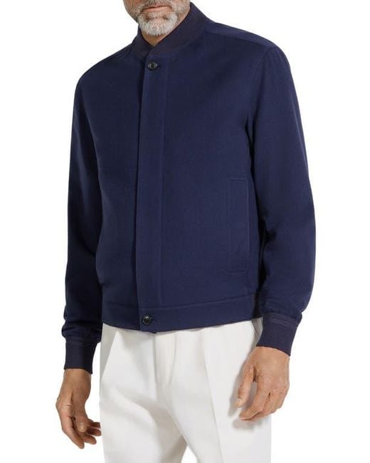 Zegna Blue Water Repellent Elements Oasi Cashmere Bomber Jacket for men