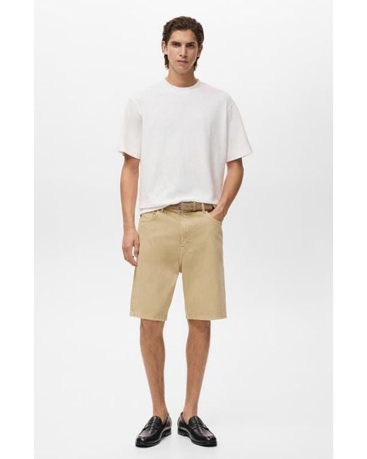 Mango Natural Relaxed Fit Denim Bermuda Shorts for men