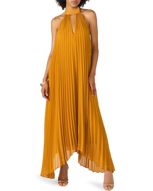 Steve Madden Brown Maraya Pleated Halter Dress