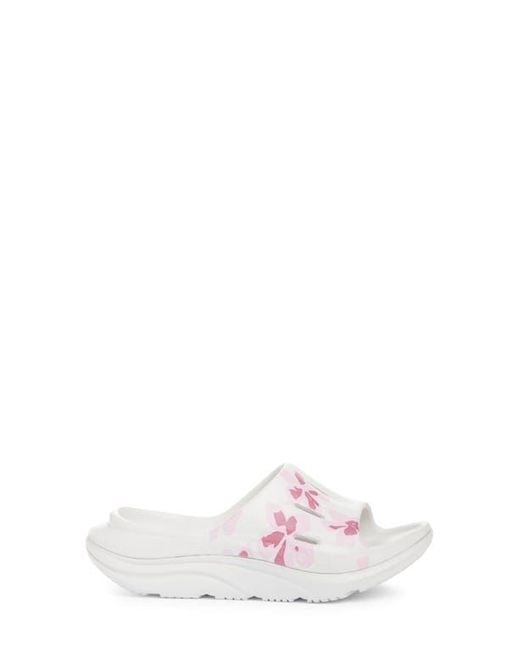 Hoka One One White Gender Inclusive Vibrant Bloom Ora Recovery Slide 3 Sandal