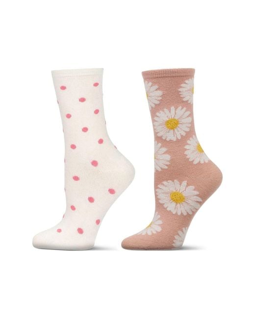 Memoi Pink Assorted 2-Pack Crew Socks