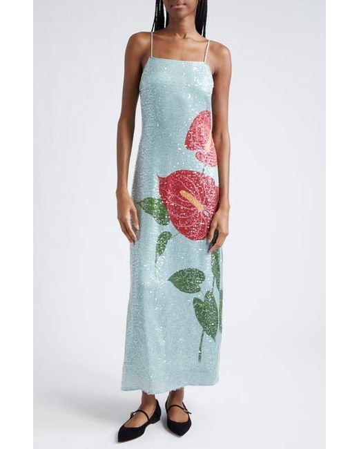 princess polly baby blue dress FARM Rio Anthurium Sequin Shift Dress in Blue