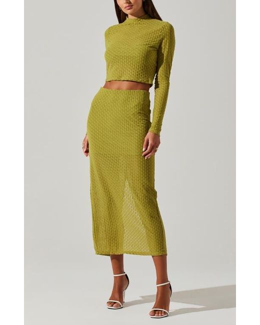 Astr Green Indah Long Sleeve Crop Top