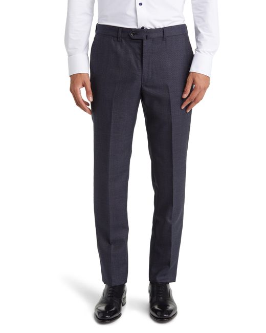 Emporio Armani Blue Flat Front Wool Trousers for men