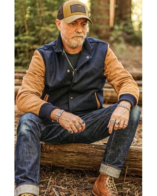 Last Wolf Blue Baker Mount Varsity Jacke for men