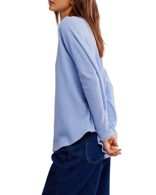 Free People Blue Latte Oversize Thermal Top