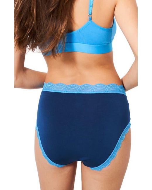 Stripe & Stare Blue Lace Bralette & High Rise Knicker Set