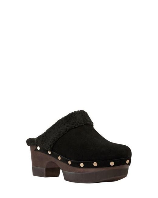 Andre Assous Black Olivia Faux Shearling Clog