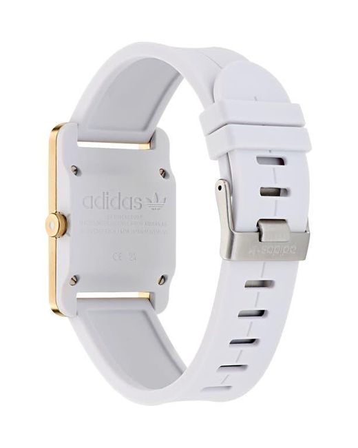 Adidas White Rectangular Dial Silicone Strap Watch, 31Mm for men