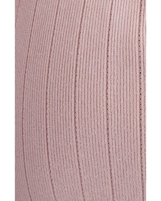 Balmain Pink Button Detail Long Sleeve Rib Sweater Dress