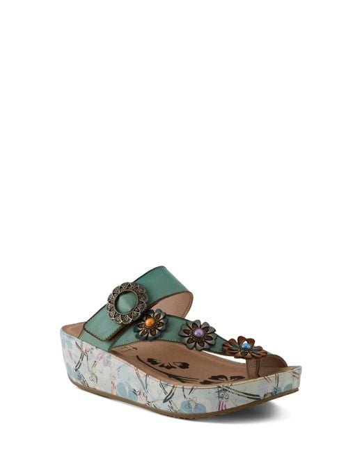 Spring Step Multicolor Blissbloom Platform Wedge Flip Flop