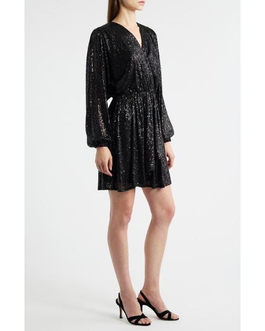 Boss Black Dillio Sequin Mesh Long Sleeve Cocktail Dress