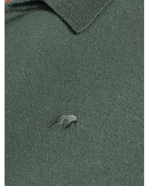 Raging Bull Green Long Sleeve Knitted Polo Shirt for men