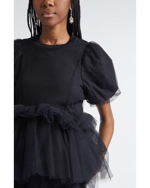 Simone Rocha Black Puff Sleeve Tutu Top