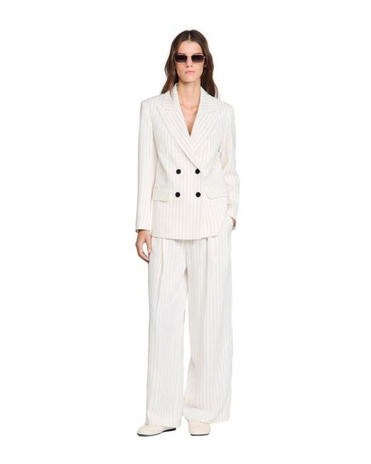 Sandro White Striped Suit Jacket