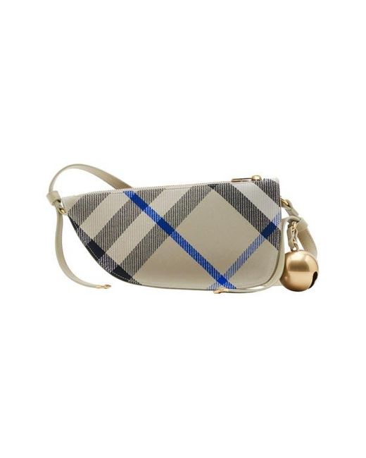 Burberry Mini Shield Check Jacquard Sling Bag in Gray | Lyst