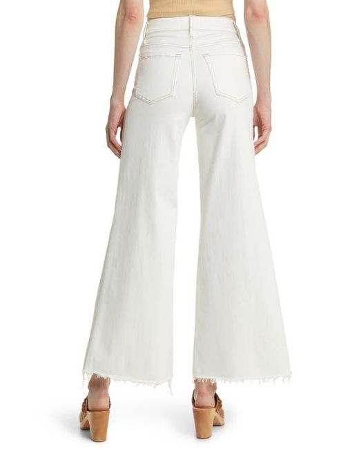 FRAME White Le Palazzo Raw Hem Crop Wide Leg Jeans