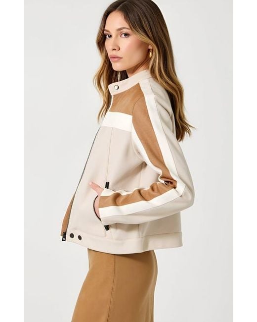 Modenaire Natural Colorblock Jacket With Zip Pockets