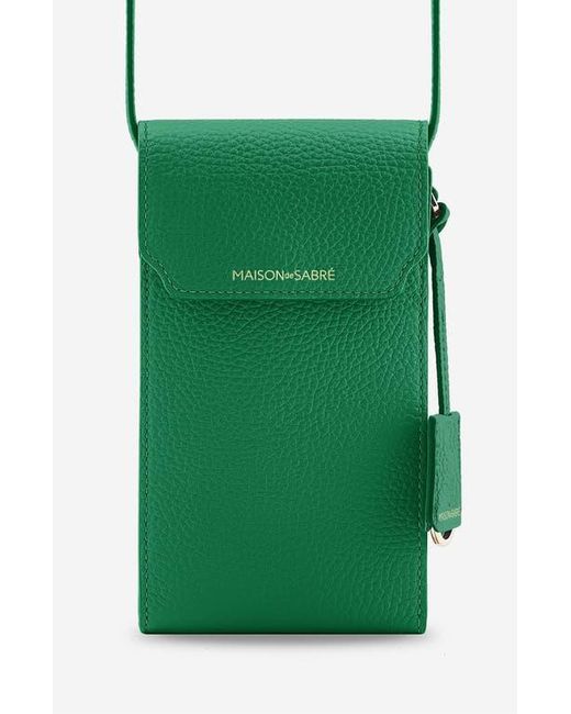 Maison De Sabre Green Leather Phone Pouch