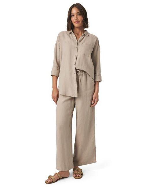 Splendid Natural Bailey Oversize Line Blend Button-Up Shirt