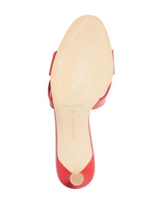 Manolo Blahnik Red Haribalmu Kitten Heel Sandal