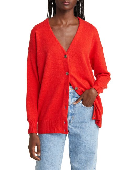 Madewell V-neck Relaxed Cardigan in Red | Lyst