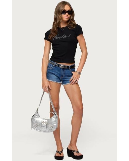 Edikted Black Icon Rhinestone Tee