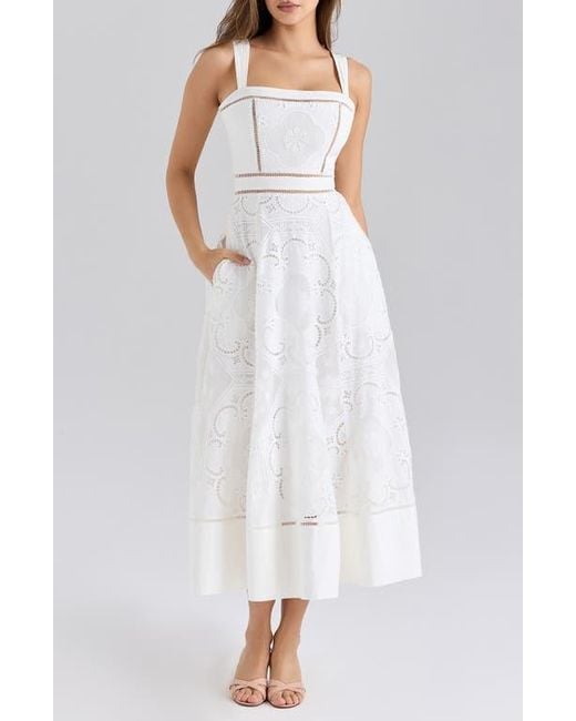 House Of Cb Ava Embroidered A-Line Dress in White | Lyst