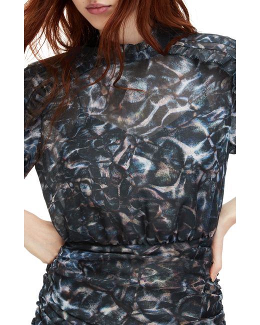 AllSaints Black Harlee Caladesi Abstract Print Long Sleeve Dress